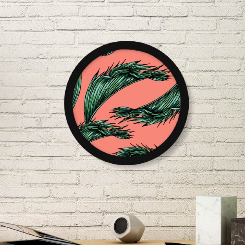 Peinture Fleur Rose cadre noir rond DIYthinker pour deco murale salon