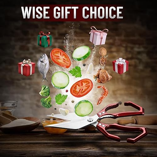 Miniatura 6 de Dream Reach Tijeras para aves de corral, tijeras de cocina resistentes para alimentos con mango ergonómico, tijeras culinarias japonesas de acero de