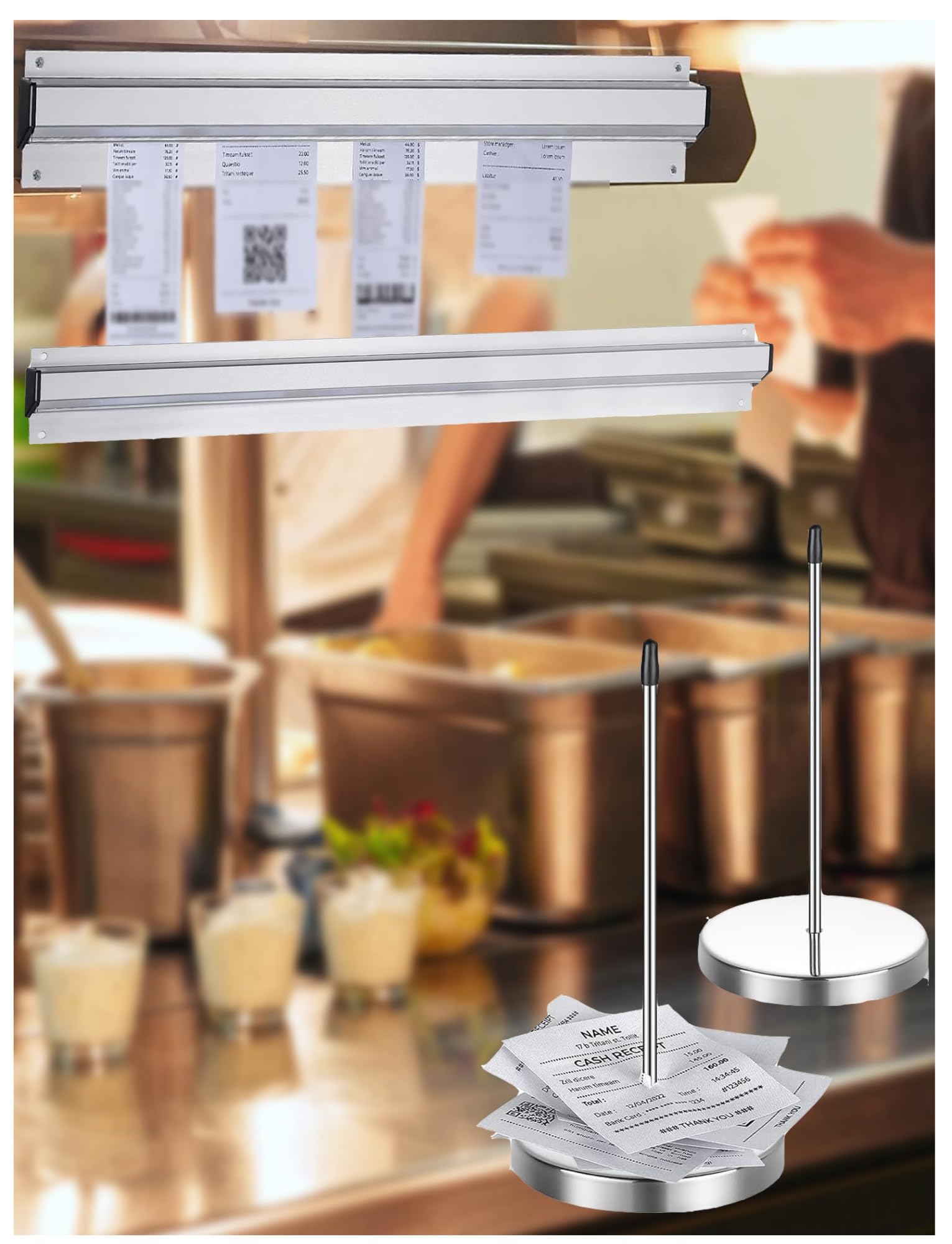Soporte for pedidos de cocina (4 unidades), organizador de pedidos, estante for recibos de pedidos de restaurantes, expositor de tickets deslizante for cocinas, cafeterías, pubs y bares.(80cm/31.5in)