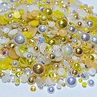 Vista 21 de Tingoons - Diamantes de imitación mixtos con parte trasera plana de 0.76 a 0.39 pulgadas, perlas semicirculares para manualidades, vasos, zapatos