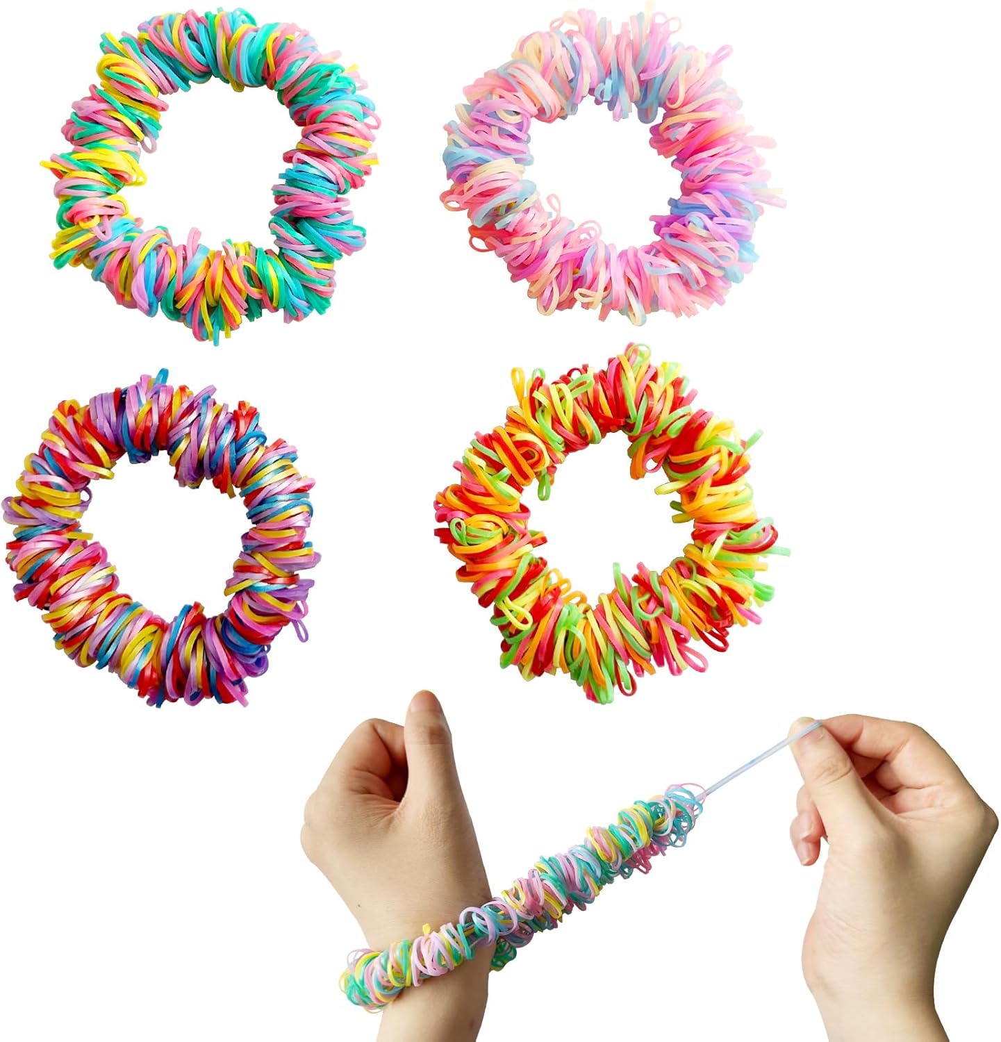 4 Packs Skin Picking Fidget Toys Fidget Pick & Flip Fidgets for Anxiety and Trichotillomania Stretchy Loom Picking (Colorful-01)