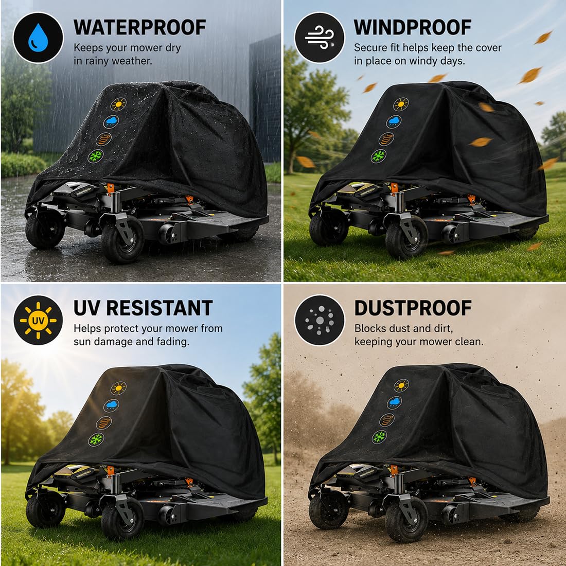 Funda para cortacésped de Giro Cero para Cub Cadet XZ8 S137i Ultima 2024-Present, Cubierta de Tejido Oxford para Reducir el Contacto con Polvo, Hojas y Suciedad