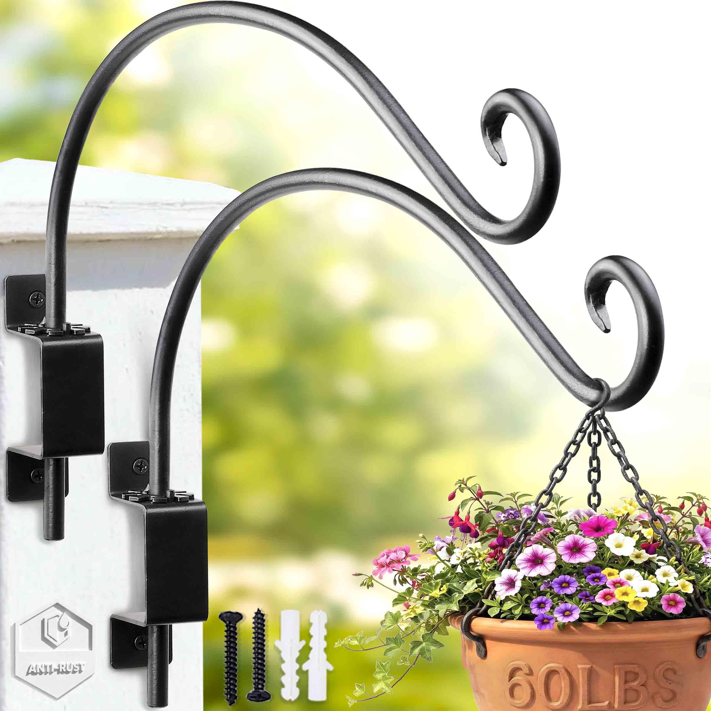 Swivel Plant Hanger Outdoor - 16 Inch 2-Pack Heavy-Duty Wall Bracket Hooks