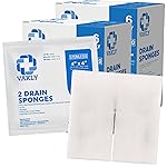 Vakly Split Drain Sponge Gauze 4x4 Sterile 6 Ply Pads [100 Pack] Absorbent Precut 4X4 Non-Woven Slit Pre Cut Bandages +2 Rolls Medical Tape for I.V. Tracheostomy - 25 Packs of 2 -Packaging May Vary