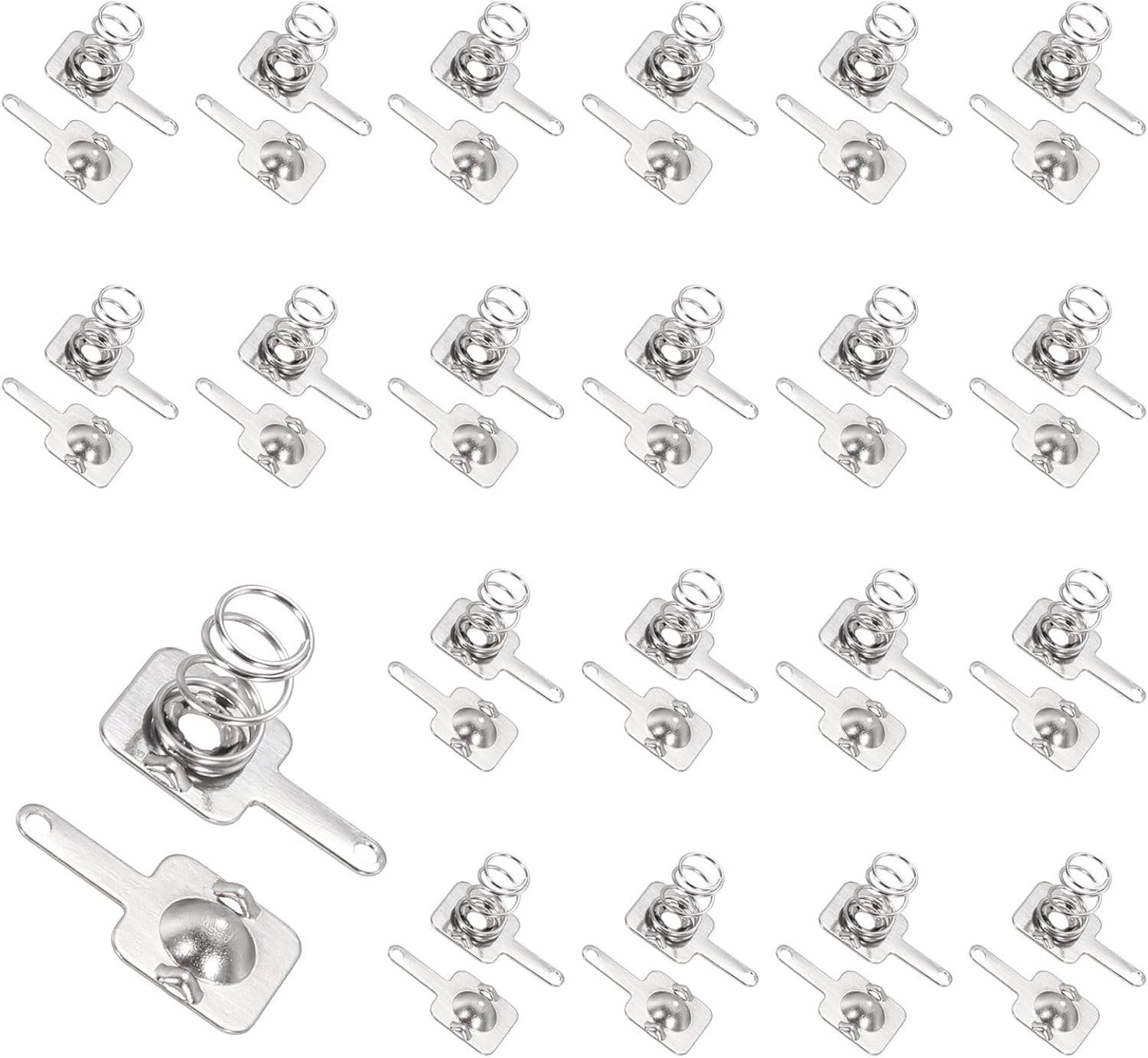 MECCANIXITY 20 Set Battery Spring Metal Contact Plate 7mm x 7mm Positive Negative Unipolar Conversion Nickeling Plate for Battery Holder and Electronic Toys