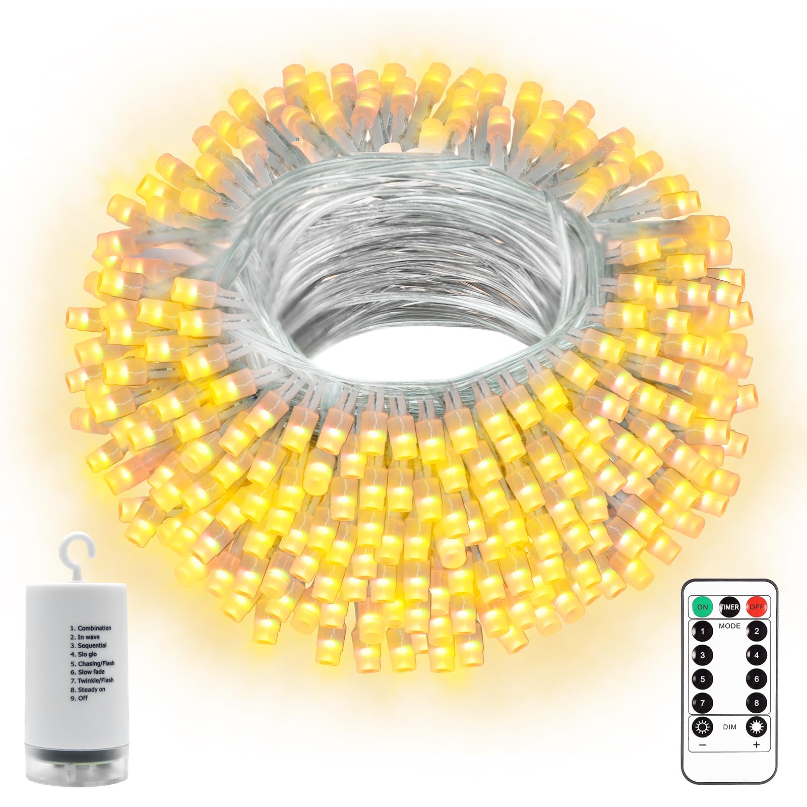 DBFAIRY 20M 200 LED Christmas String Lights Battery with Remote 8 Modes