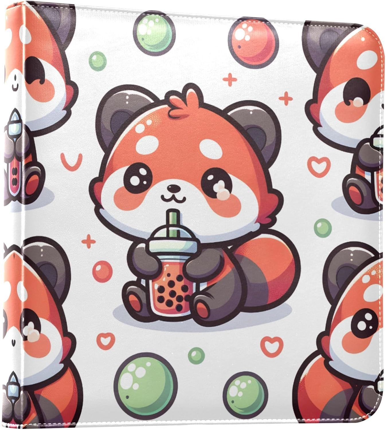 JIPONI Cute Red Panda Large Photo Album, DIY Leather Cover Scrapbook Albums for 4x6 5x7 6x8 Pictures, Self Adhesive Memory Book for Wedding, Baby, Family