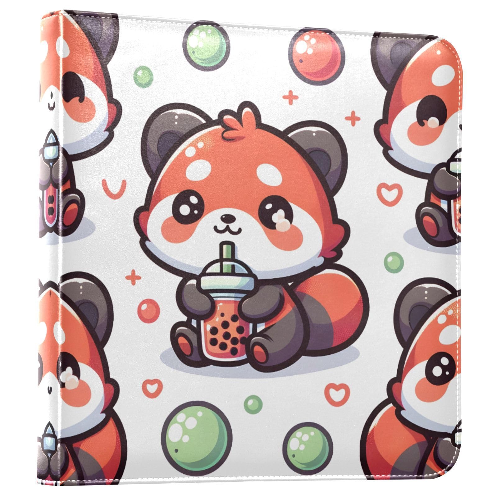 JIPONI Cute Red Panda Large Photo Album, DIY Leather Cover Scrapbook Albums for 4x6 5x7 6x8 Pictures, Self Adhesive Memory Book for Wedding, Baby, Family