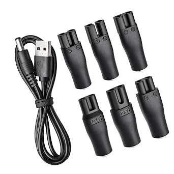 Shaver Trimmer Charger Cord Replacement,Compatible with Electric Hair Clippers, Beard Trimmers Charger, Shavers, Beauty Instruments. 7-in-1 USB to DC 5V Charging Cable 6 Charging Tips