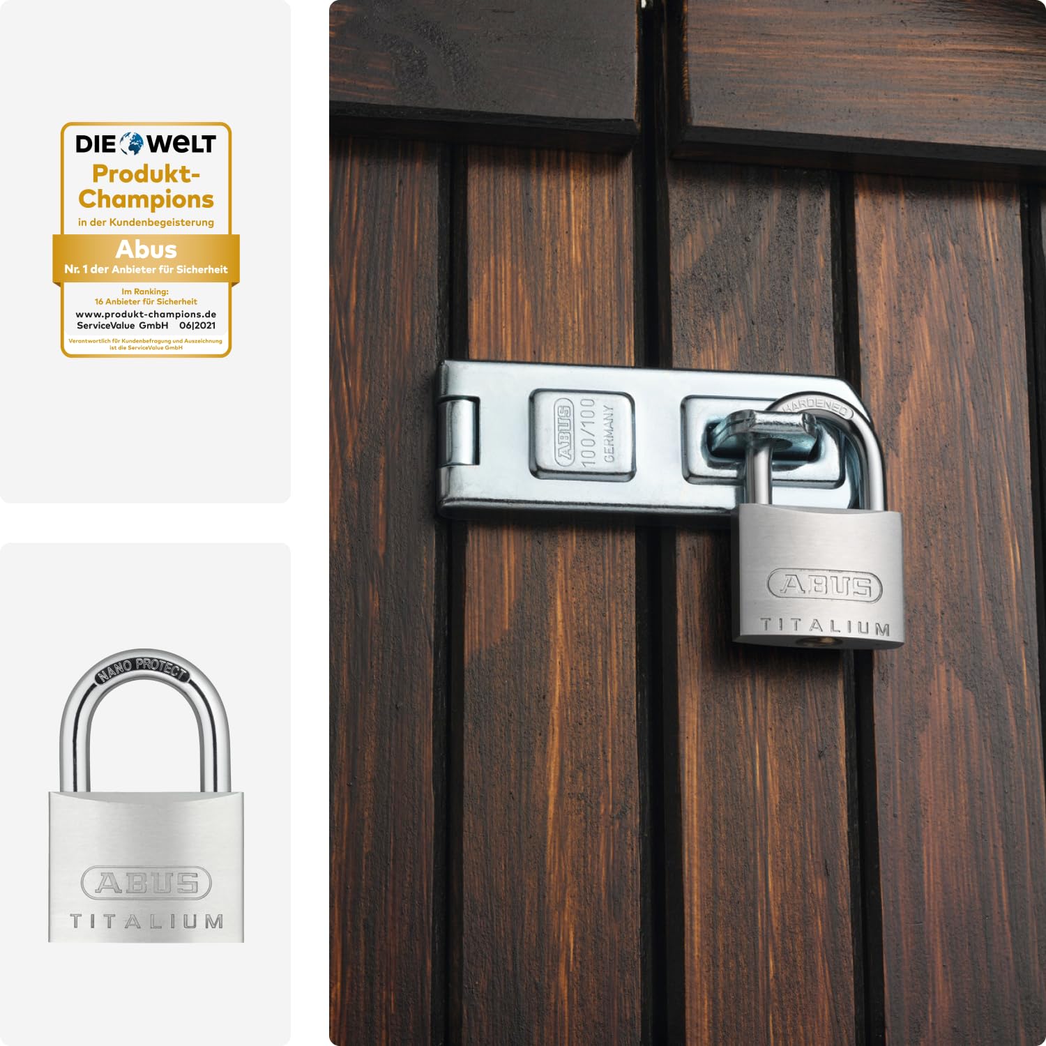 ABUS Lucchetto Titalium 64TI/60 - lucchetto da cantina con corpo in alluminio speciale - grillo in acciaio temprato - livello di sicurezza 6