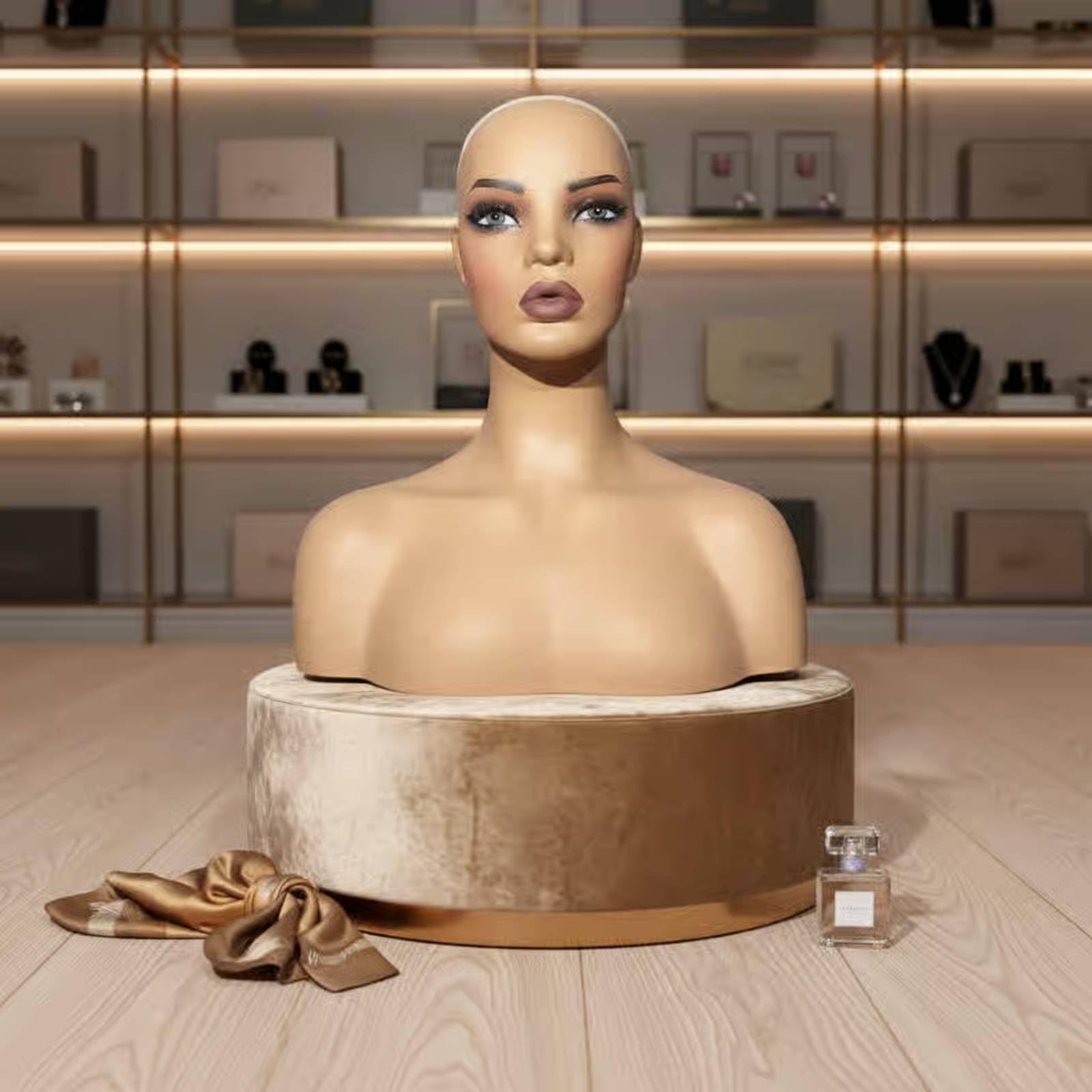 Testa Manichino Donna Testa Manichino Busto Espositore Supporto Parrucca Spalle Larghe PVC con Stabilità per Posa Foto Allestimenti Negozio Laboratori