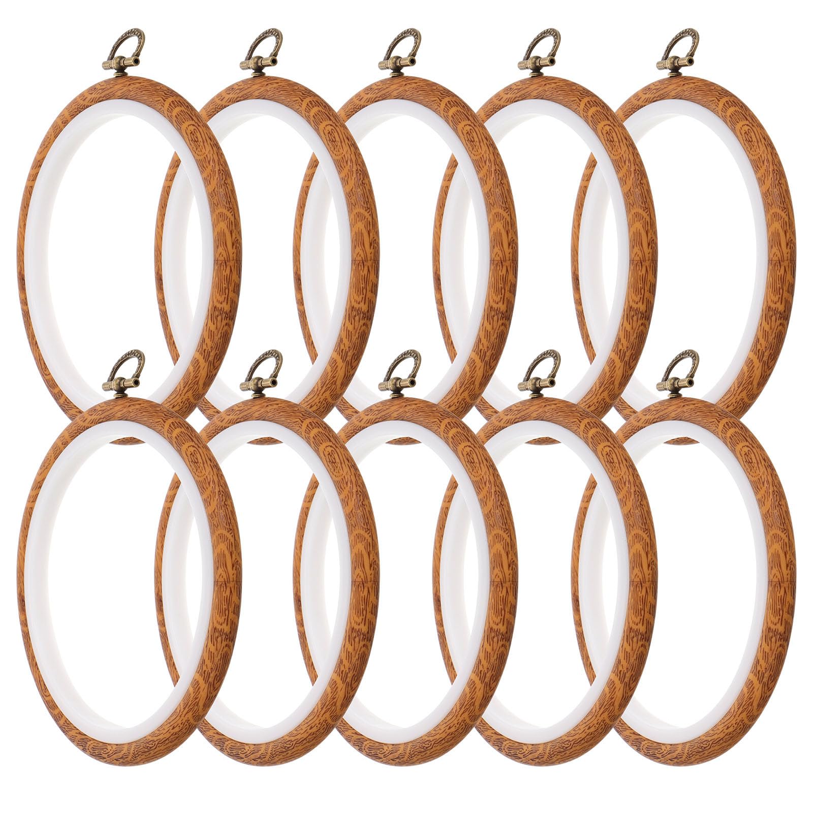 MAGICLULU 10 Aros de Bordado Redondos para Punto de Cruz Diseño Portátil y Textura Mejorada, Material de Plástico Pp y Aleación de Zinc, Ideales para Manualidades en Movimiento