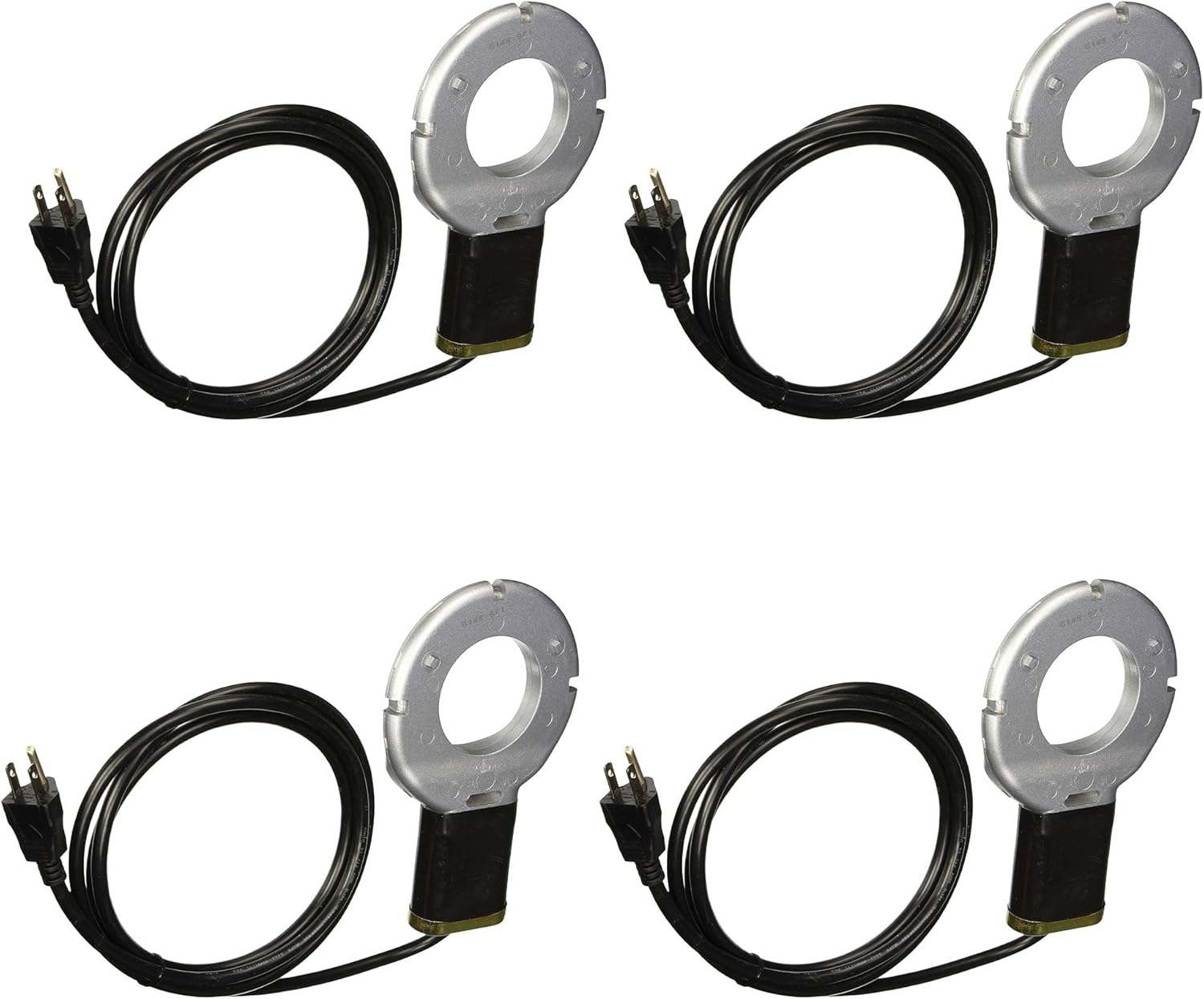 Farm Innovators 150 Watt Chicken Waterer De-Icer with Teflon Coating and Nipple Style Drinkers for Poultry Fountains, Silver/Black (4 Pack)