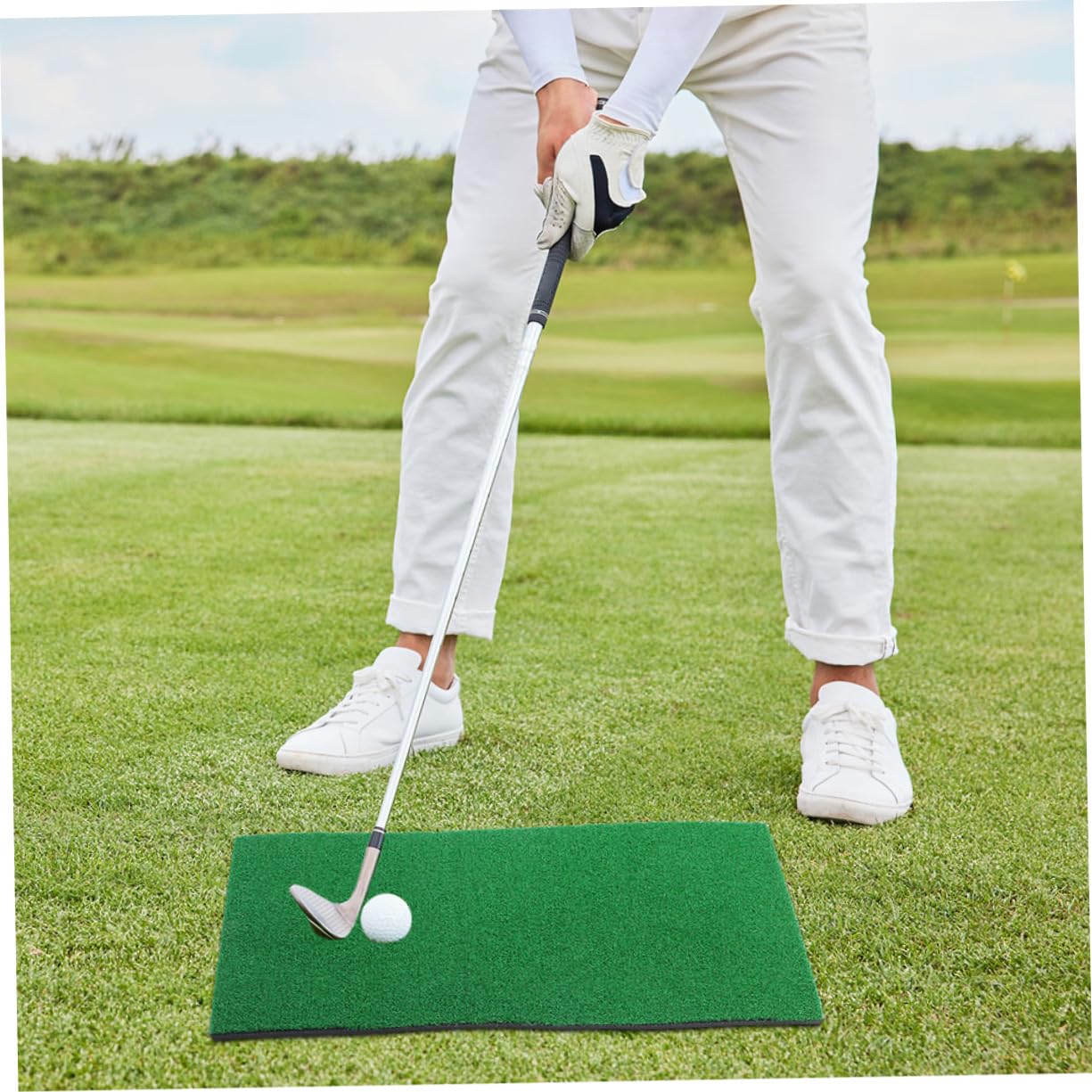 SUPVOX 2Pcs Golf Hitting Mat Practice Pad Compact Portable Golf Turf for Backyard Office Durable Material for Beginners Professionals