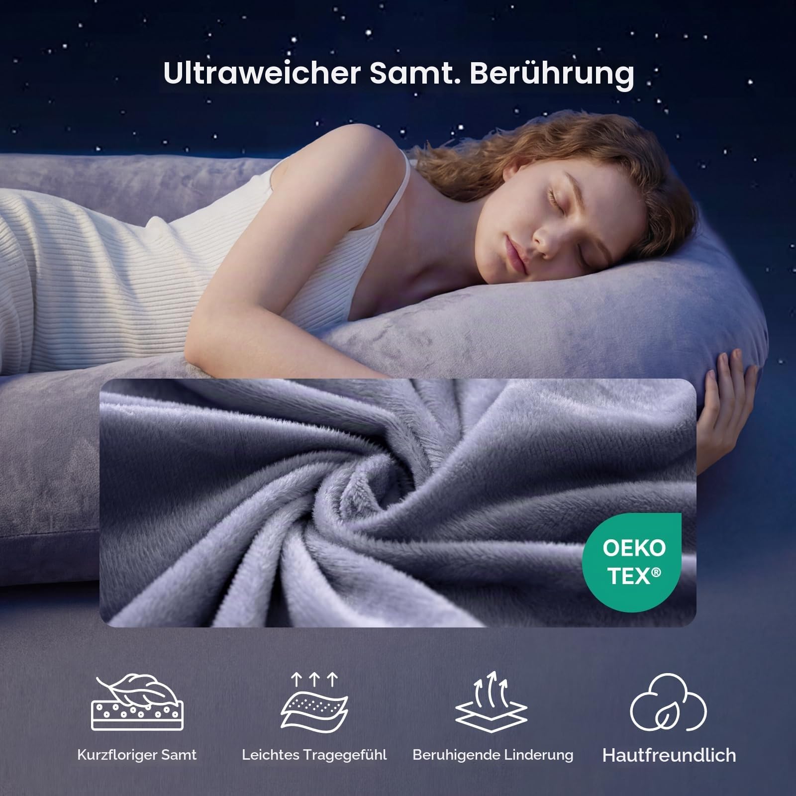 Momcozy Schwangerschaftskissen, U Förmiges Seitenschläferkissen, Abnehmbarem und Waschbarem Bezug (Hellgrau)