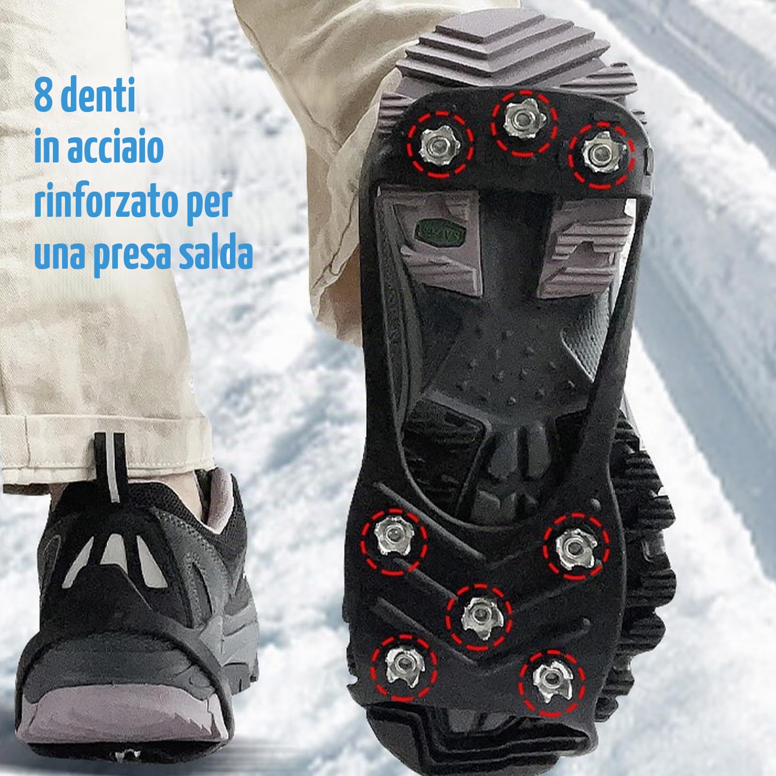 Ramponi per Scarponi Trekking Uomo, Borchie pere Scarponi da Montagna, Scarpe Trekking Donna Ramponi da Ghiaccio, Escursionismo Ramponcini pere Scarpe per Sport Invernali All'Aria Aperta
