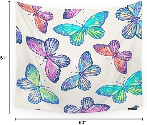 Miniatura 4 de HGOD DESIGNS Tapiz de mariposa para colgar en la pared, colorido patrón de mariposa, tapiz decorativo de pared para hombres, mujeres, niñas, niños,
