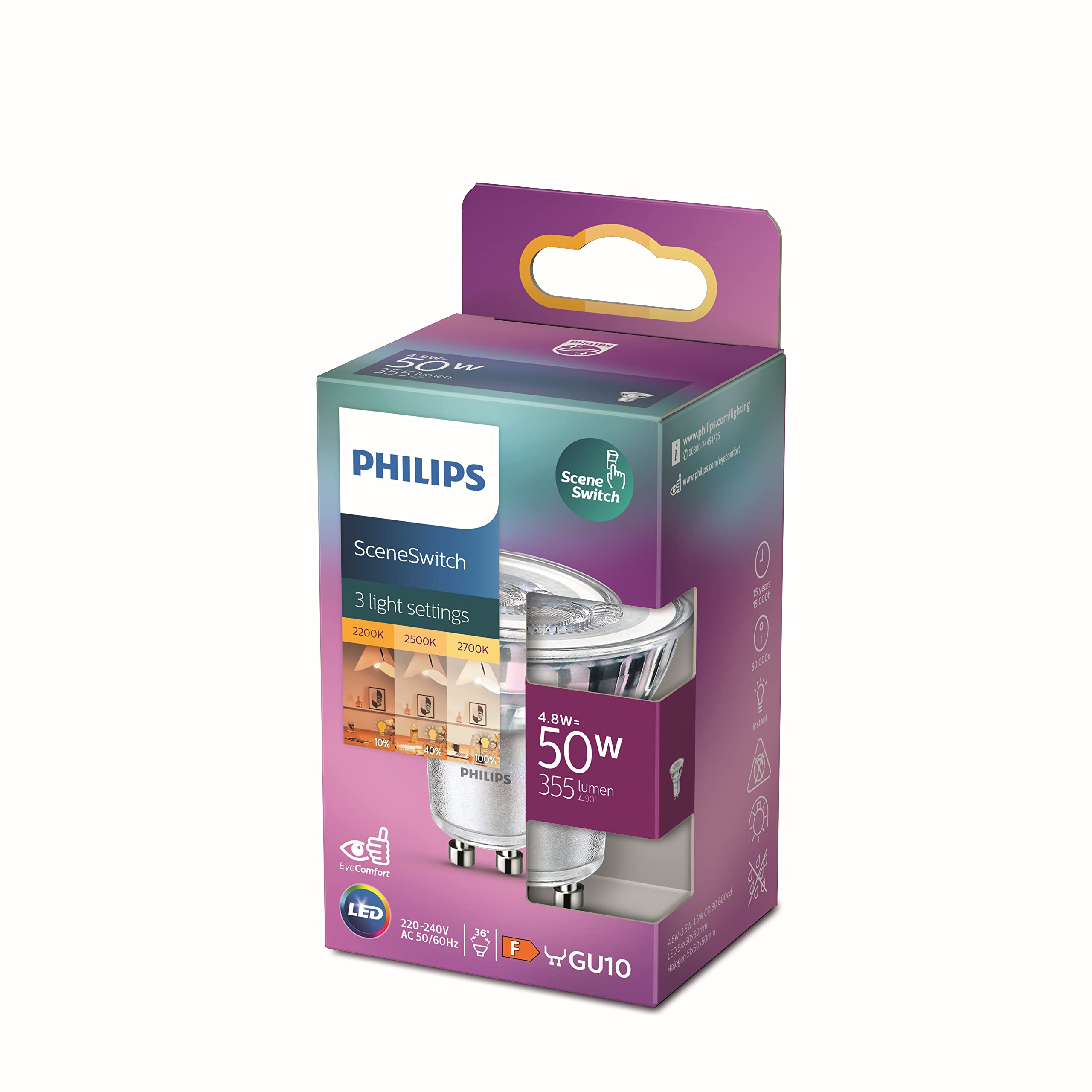 Philips Meranti Aufbaustrahler (Weiß) - 3-Flammig - SceneSwitch | Deckenstrahler - GU10 - Warmweiß - Einfach dimmbar mit Ihrem klassischen Schalter