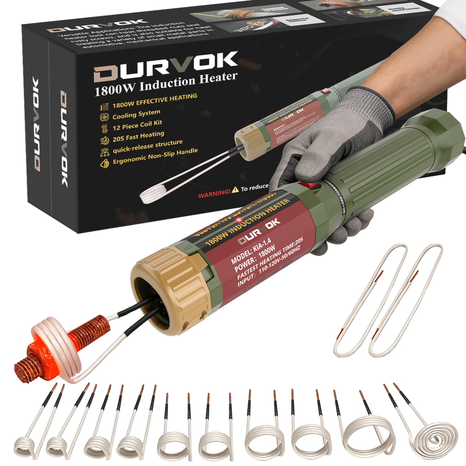 Magnetic Induction Heater Kit 1800W 110-120V, Quick Disassembly Design