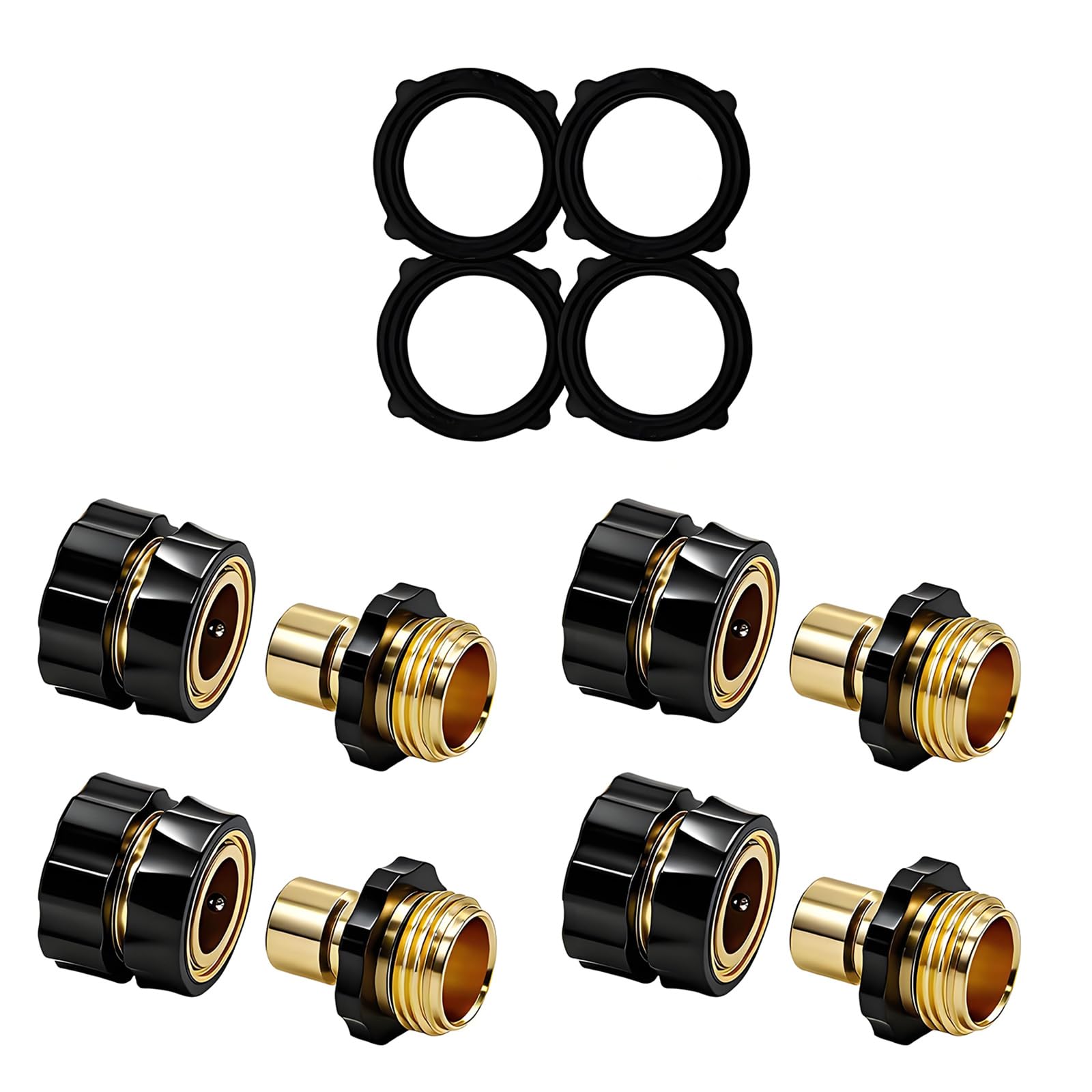 Quick Connection Coupling Set for Garden Irrigation Hose Lawns and Garden Use 4 Pieces Water Pipe Adapters Fast Hose Fitting