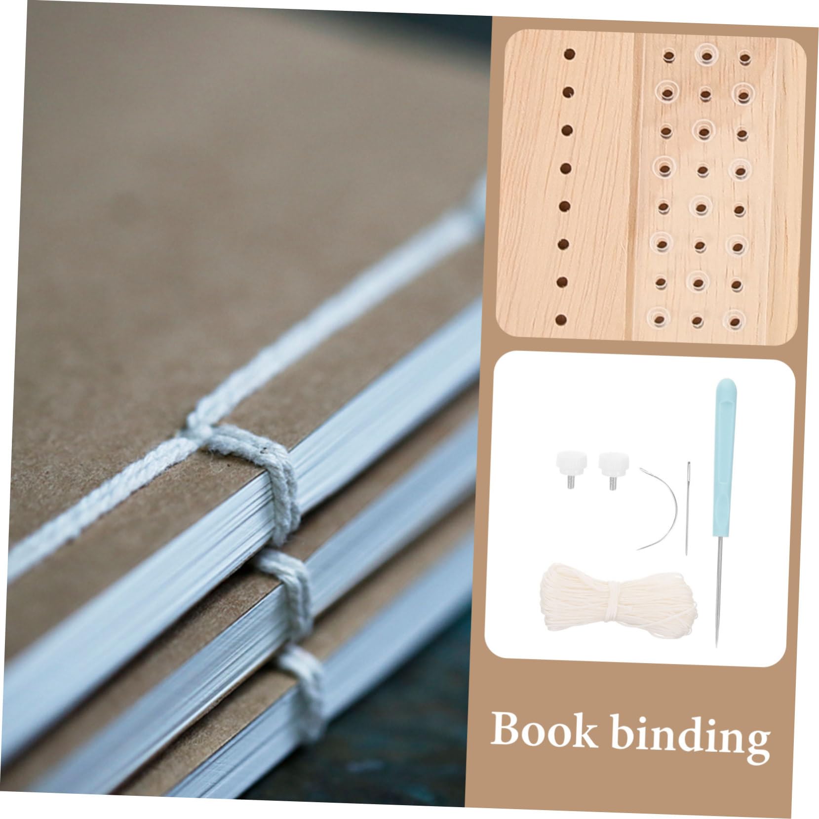DOITOOL Set di Strumenti per Rilegatura di Libri Fai da Te in Metallo e Legno Beige, Pratica e User-friendly per Diari e Quaderni, per Uso Personale