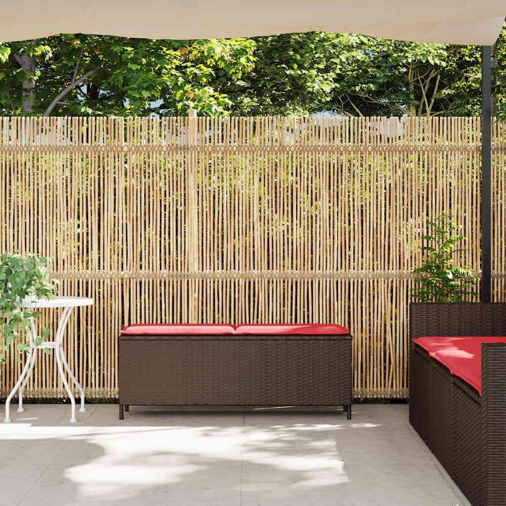 Patio Bench with Cushion Brown 43.3"x11.8"x15.9" Poly Rattan,Relaxing Outdoor PE Rattan Patio Bench with Comfortable Cushion Patio Furniture