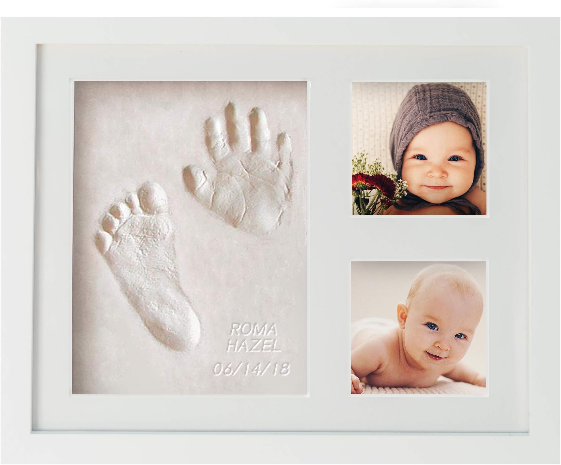 WavHello Baby Handprint & Footprint Frame Kit, Clay Casting & Photo Memory Keepsake Frame, Baby Registry Gift & Baby Shower, Baby Boy Gift & Baby Girl Gift - First Impressions