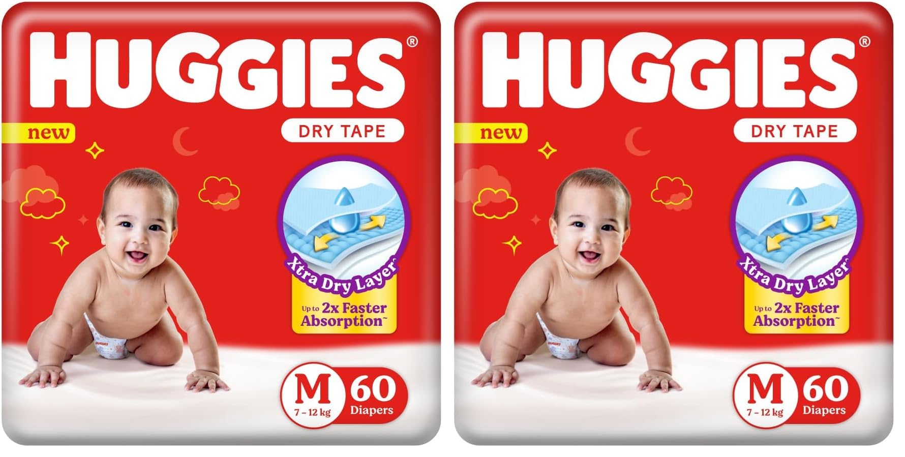Huggies Complete Comfort Dry Tape Medium (M) Size Baby Tape Diapers, 60 count, with 5 in 1 Comfort (Pack of 2)-image-16