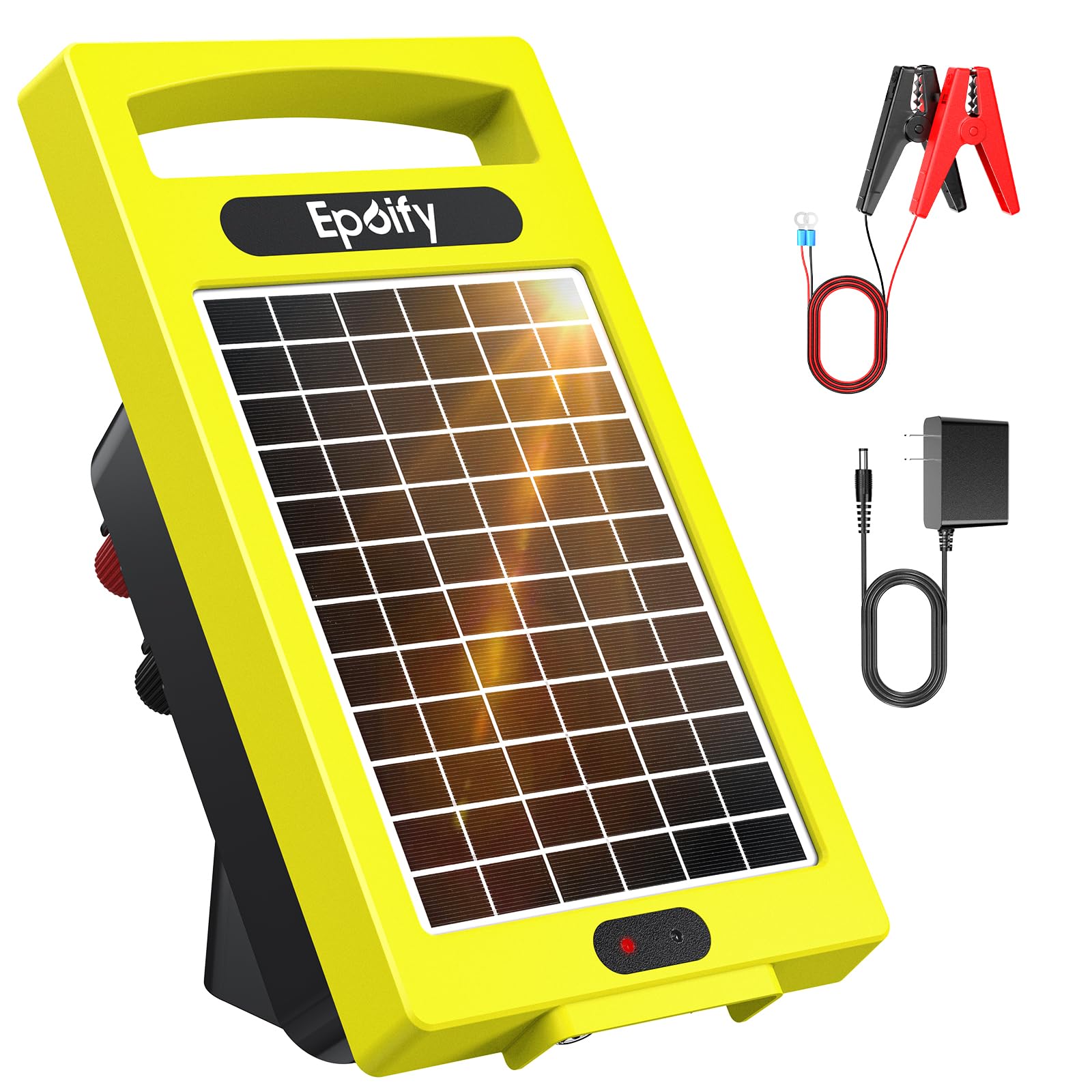 24 Hour Solar Electric Fence Charger, 20 Miles, Up to 10200v Output Range Electric Fence Charger, 0.32J Portable Energizer with Solar Panel for Livestock & Predator Protection