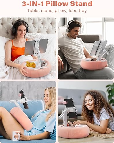 Miniatura 2 de Soporte de almohada para tablet Kindle con 2 bandejas para teléfono de 4 a 13 pulgadas, soporte para teléfono  tabletaKindle iPad soporte para cama