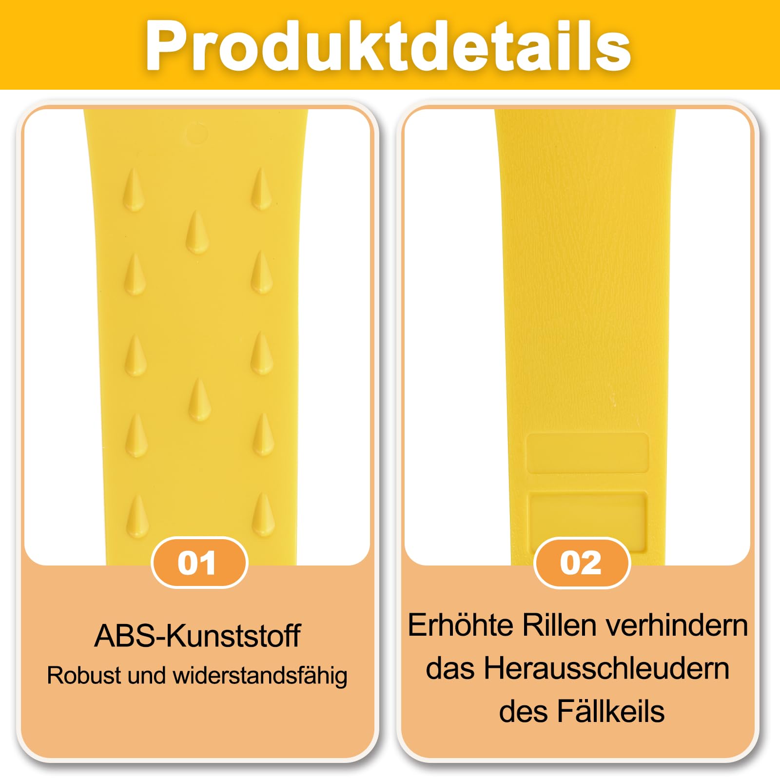QUARKZMAN Cunei da Abbattimento in Plastica 3pz Cuneo Anteriore ABS 254 mm Cuneo Spaccalegna per Legna Cunei per Alberi Legno Accessori Forestali Foresta, Giallo