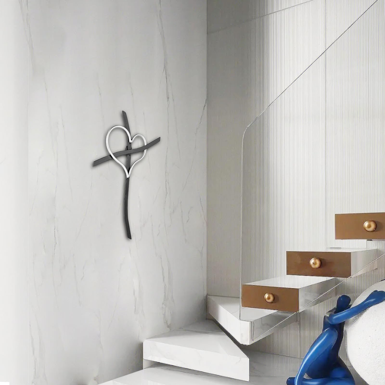 Imerance Wall Cross, Love Metal Silver 12 Inch cross, Living Room Bedroom, Wedding Cross Decoration
