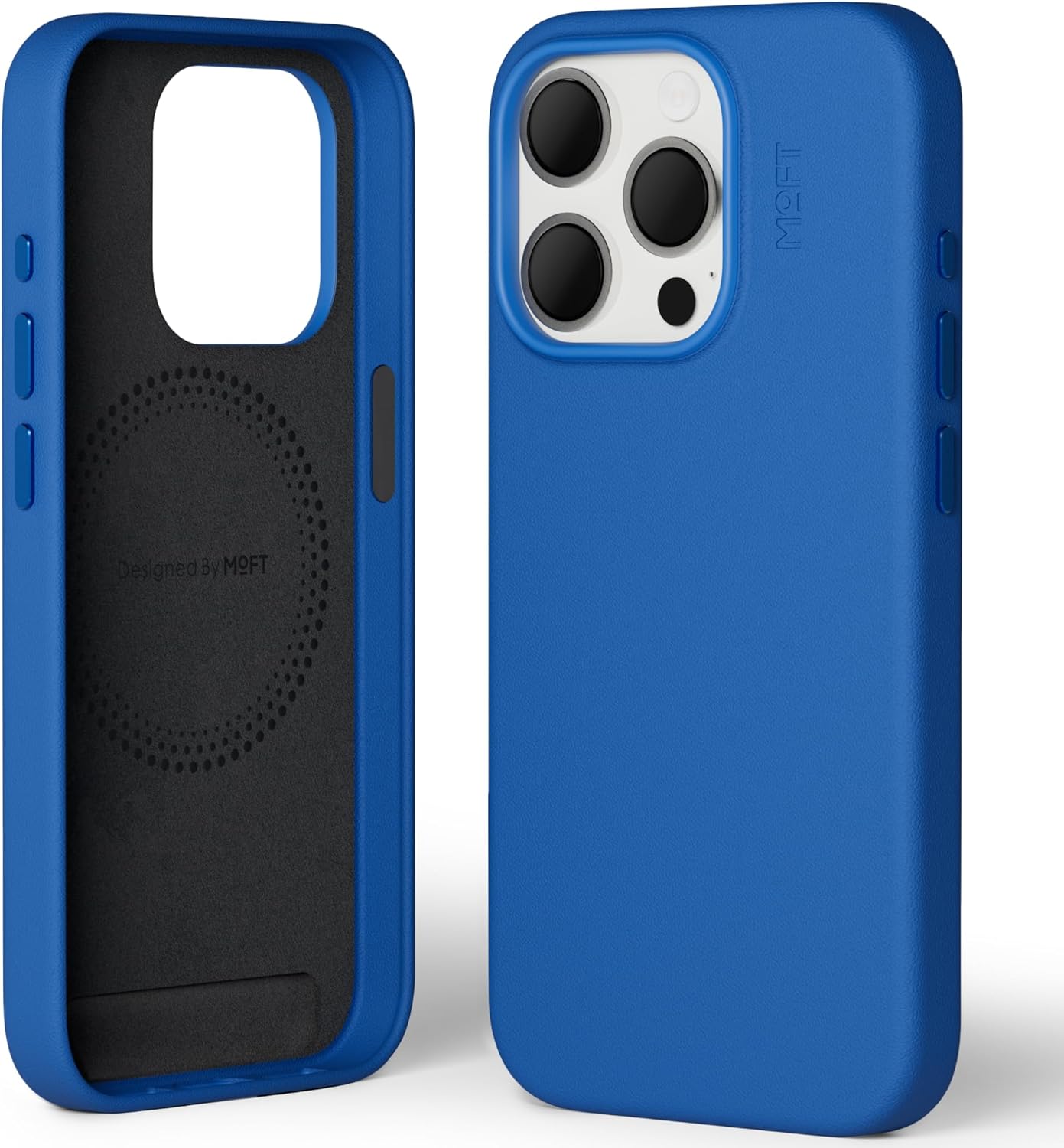 MOFT X TOMBOGO Snap Case MOVAS for iPhone 15 Pro, Compatible with MagSafe, Vegan Leather with Smooth Feeling, Enduring Color Minimalist 6.1 inch Protective Case, Misty Cove