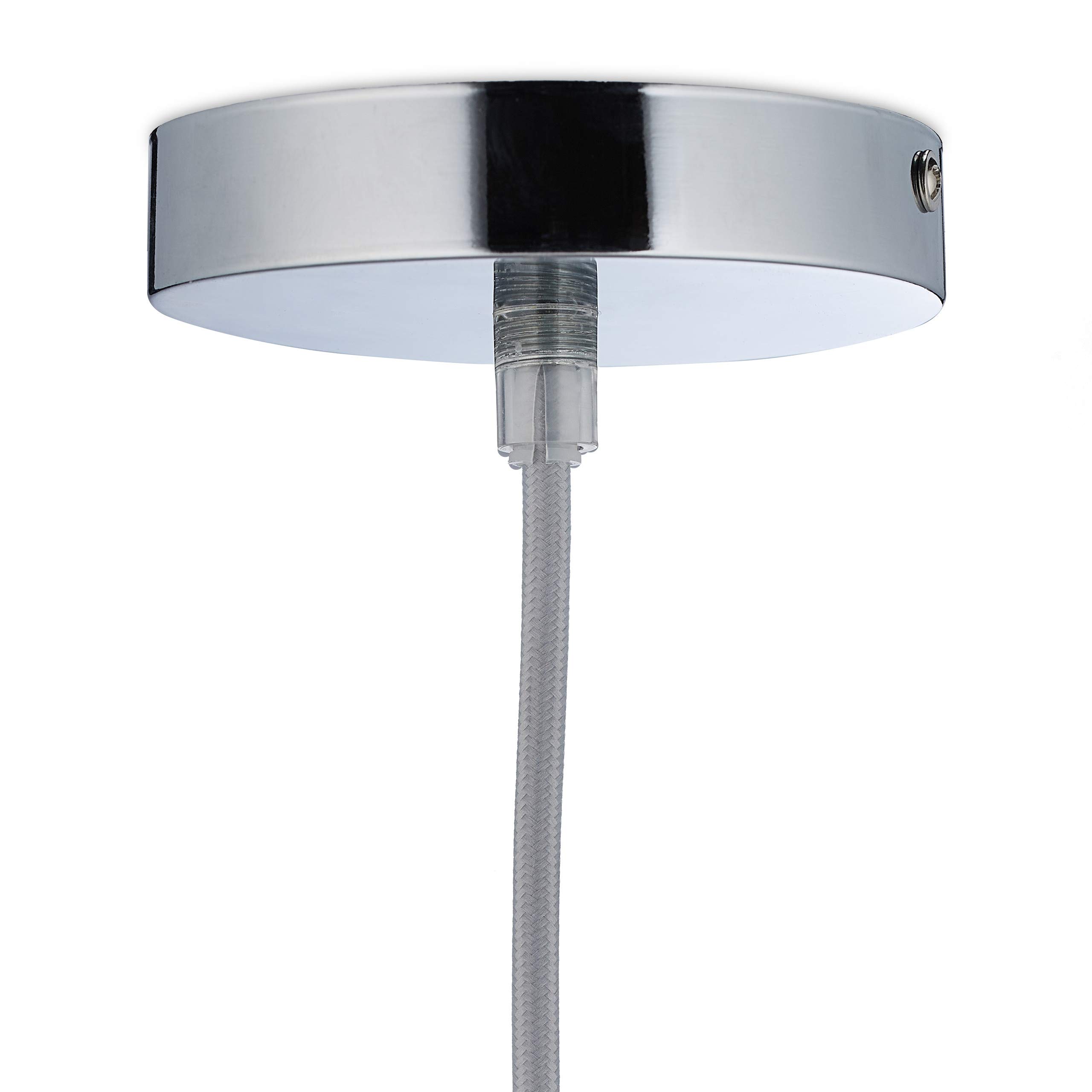 Relaxdays Hängelampe – Pendelleuchte Aus Stoff & Metall, Silber/grau, Höhenverstellbar, E27, 124 Cm Hoch