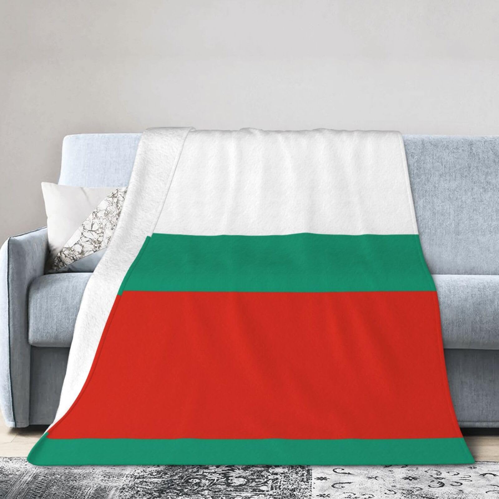 Bulgarian Flag 50"x40" Fleece Blanket, Full Size, Super Soft, Suitable for Bed, Sofa, Camping, All Seasons