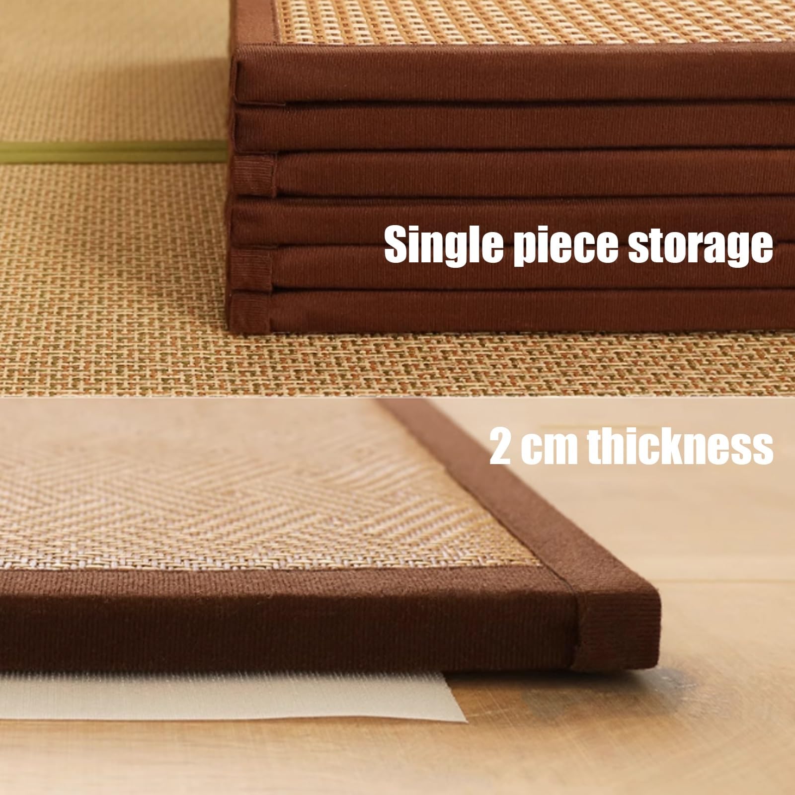 Idéal pour une chambre, Matelas tatami traditionnel japonais,Matelas tatami pliable, une chambre d'amis ou un espace de méditation,Tapis de sol pliable, matelas d'été respirant en rotin naturel(G,60*1