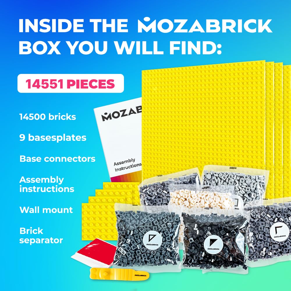 MOZABRICK Set L- Klemmbaustein Mosaik Foto Bausatz, personalisiertes Geschenk, Benutzerdefiniert, Bild Baukasten, Bauset, Pixel Art Kunst Steckbaustein Gemälde