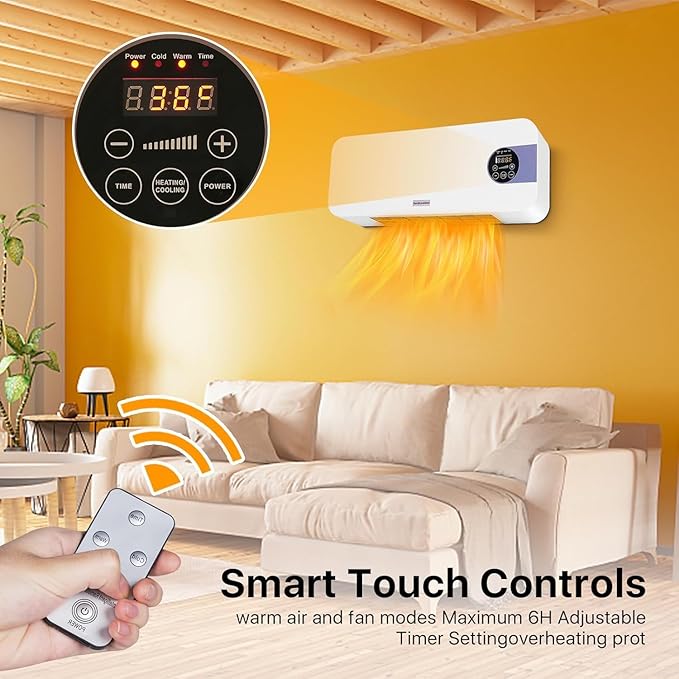 Calefactor Eléctrico Cerámico PTC 1500W con Control Remoto y Temporizador miniatura 4