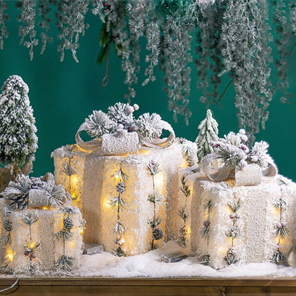 Weihnachts für deko Boxen Set Metallrahmen Warmweiß Weihnachts(glow)