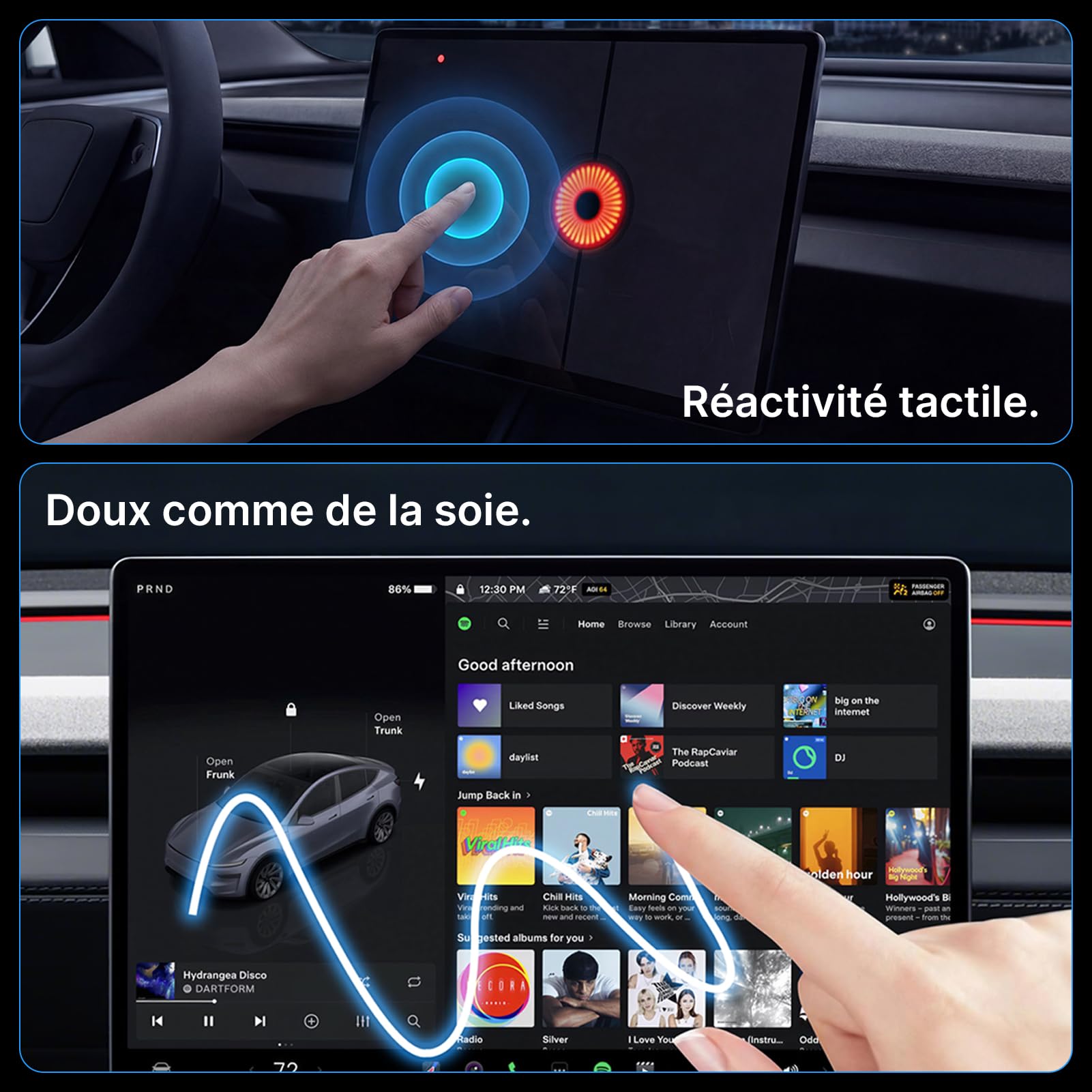 Protection d’Écran 16" Pour Tesla Model y Juniper 2026 | En Verre Trempé Accessoires Anti-Trace De Doigts, Sans Bulle, Dureté 9h, Avec Kit d’Installation