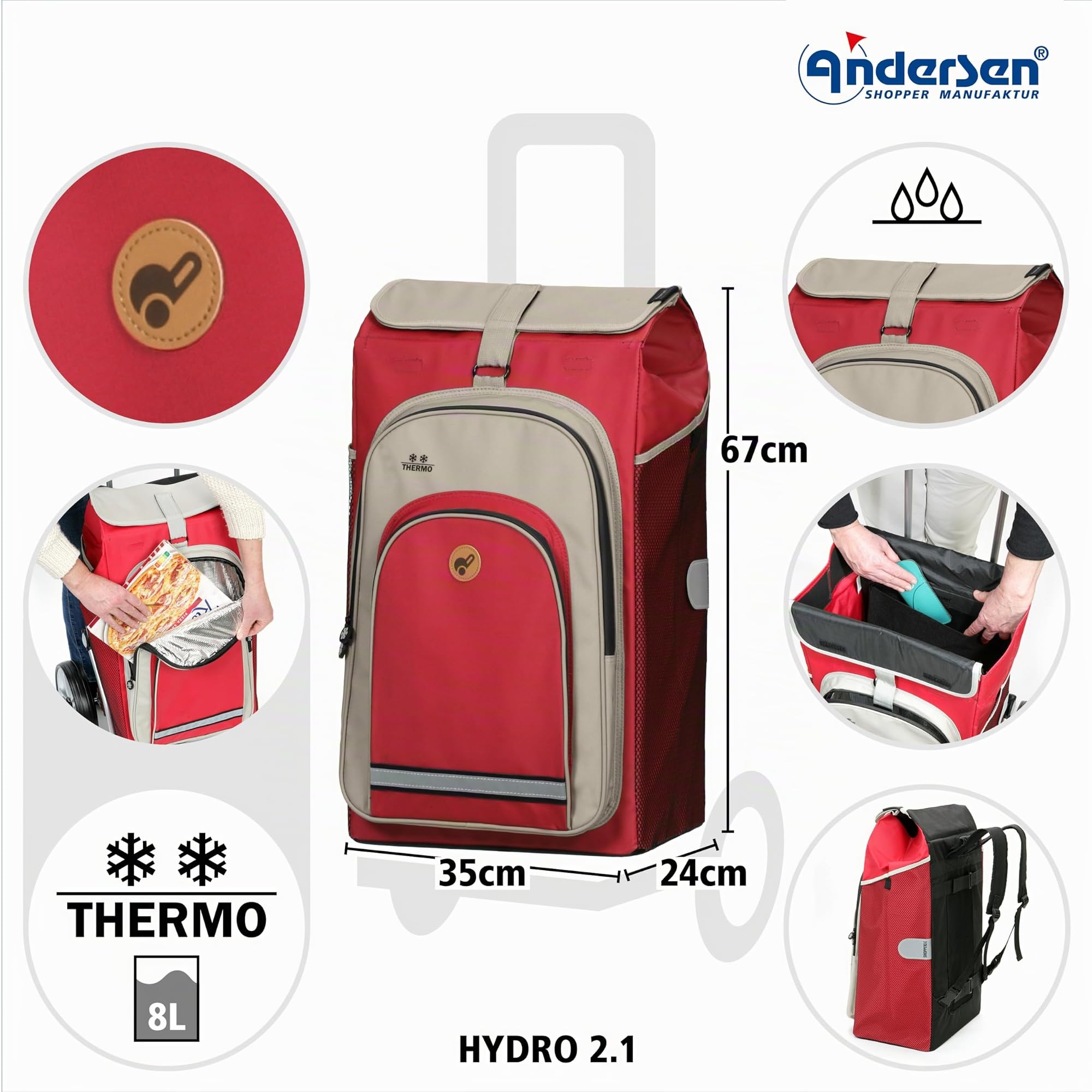 ANDERSEN Einkaufstrolley - Royal Shopper Hydro 2.1 rot