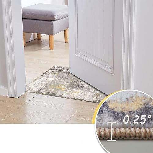 Miniatura 6 de vivorug Alfombra lavable, ultra suave, de 5 x 7 pies, antideslizante, abstracto, plegable, resistente a las manchas para sala de estar y dormitorio,