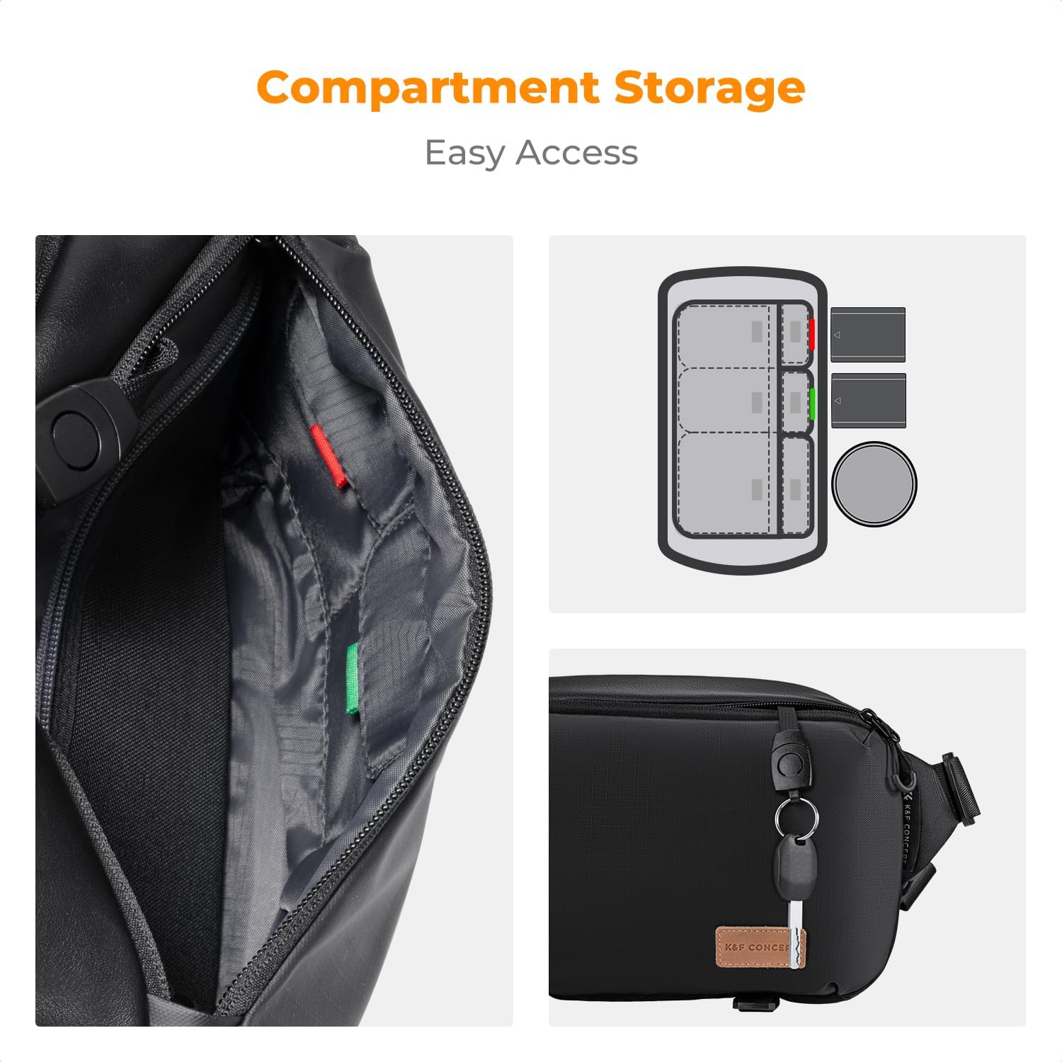 K&F Concept 2 in 1 Sling Bag Everyday Shoulder Bag & Multifunction Photography Crossbody Camera DSLR Backpack Portable Bag - Image 4