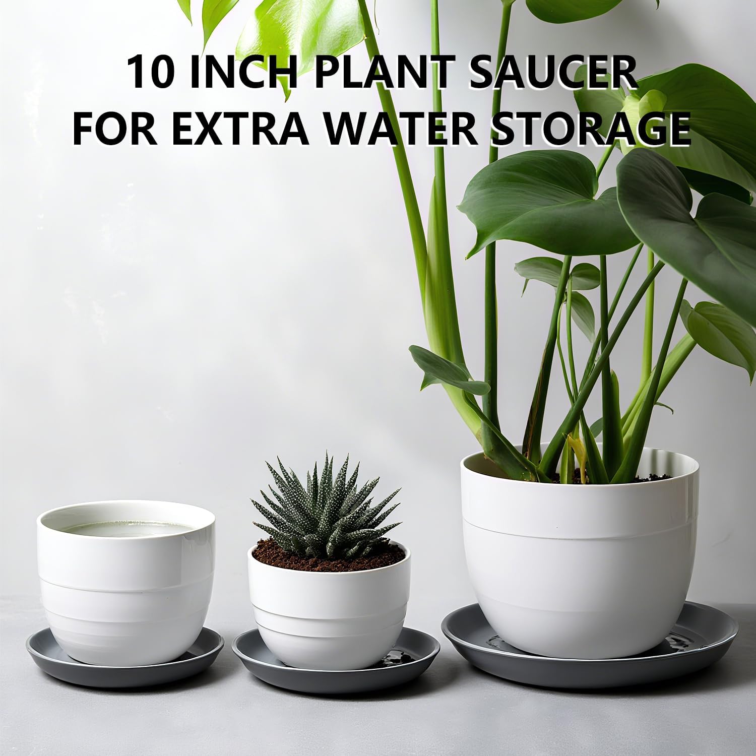 6 Pack 10 Inch Gray Plant Trays, Heavy Duty PP Water Catcher for Pots image 3