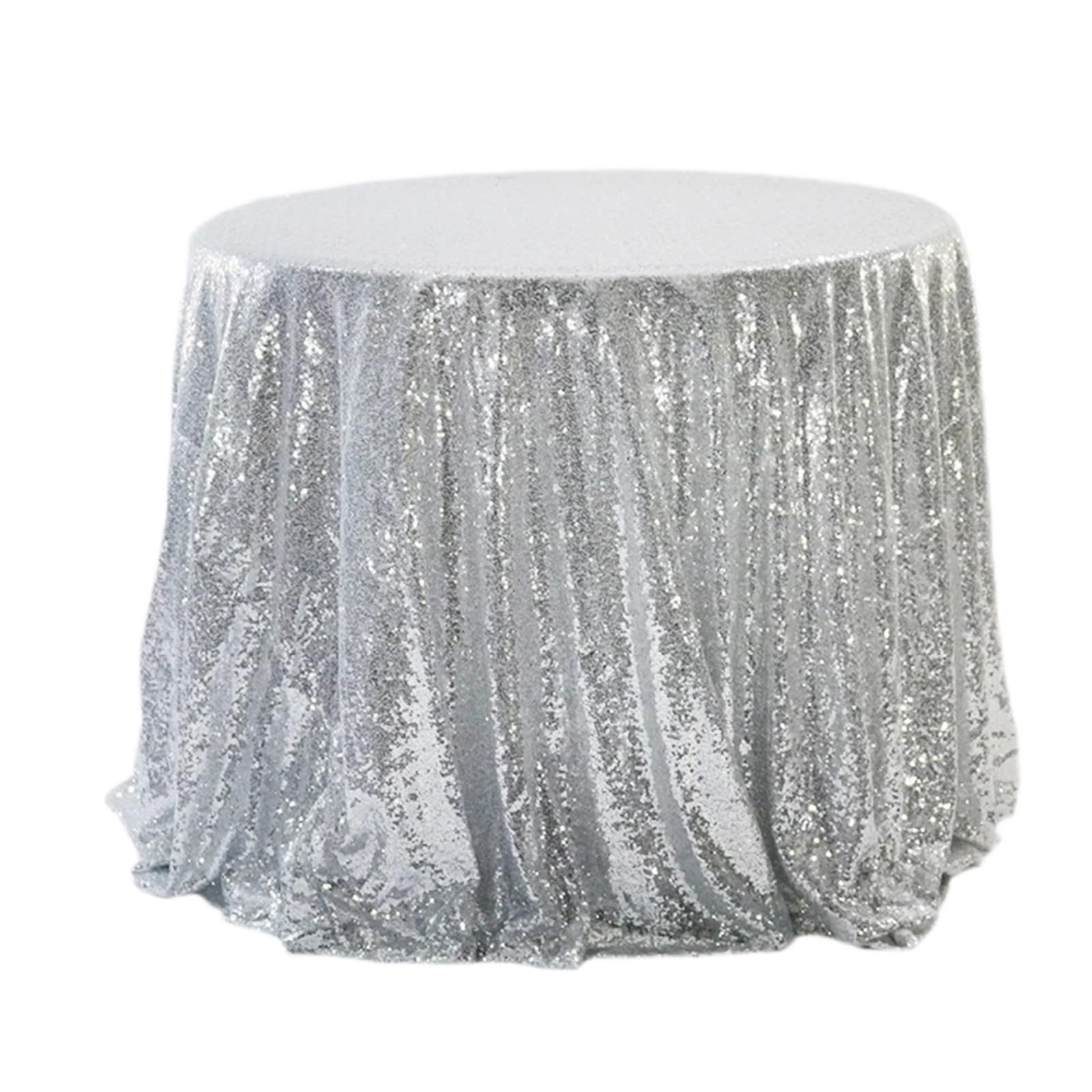 ZNTIHZ Round Party Birthday Table Cloth Cover Events Sequin Tablecloth For Wedding Christmas Covers For Wedding Party Banquet(Silver,100cm)