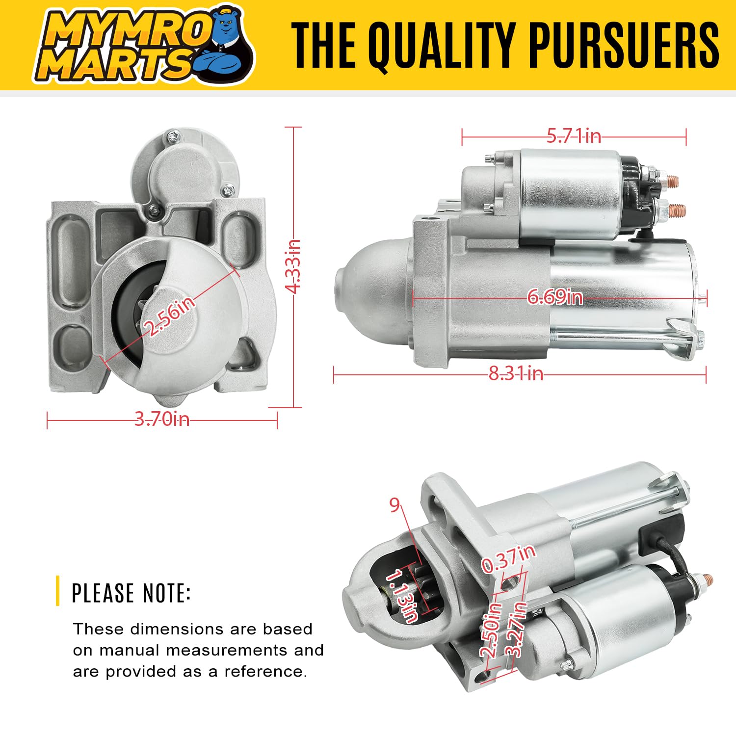 Starter 6494 Compatible with 2003-2008 Sierra 1500 Avalanche 1500 Silverado 1500 Suburban Tahoe Yukon/XL 4.8L/5.3L(323/294) V8 Replace 6642,12592294, 12578050, 9000939