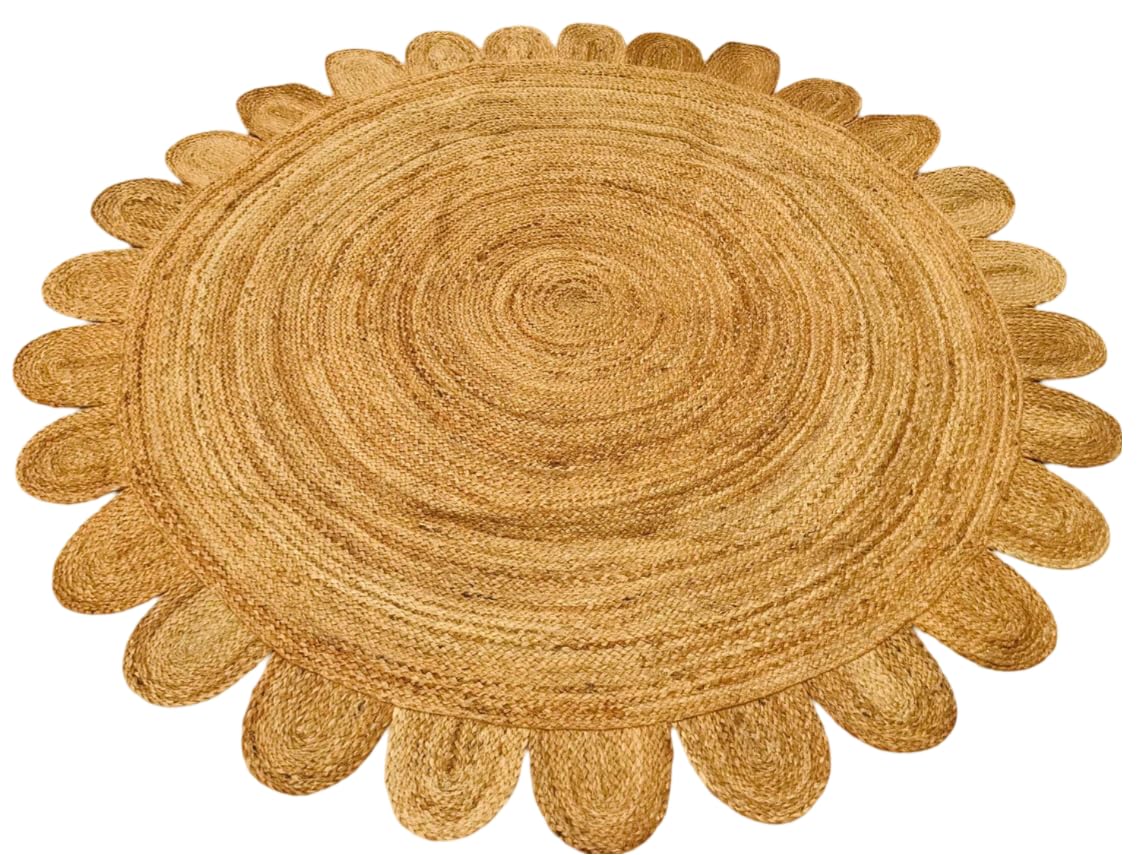 Tapis tressé en Jute naturel rond pour sublimer un sol de salon moderne