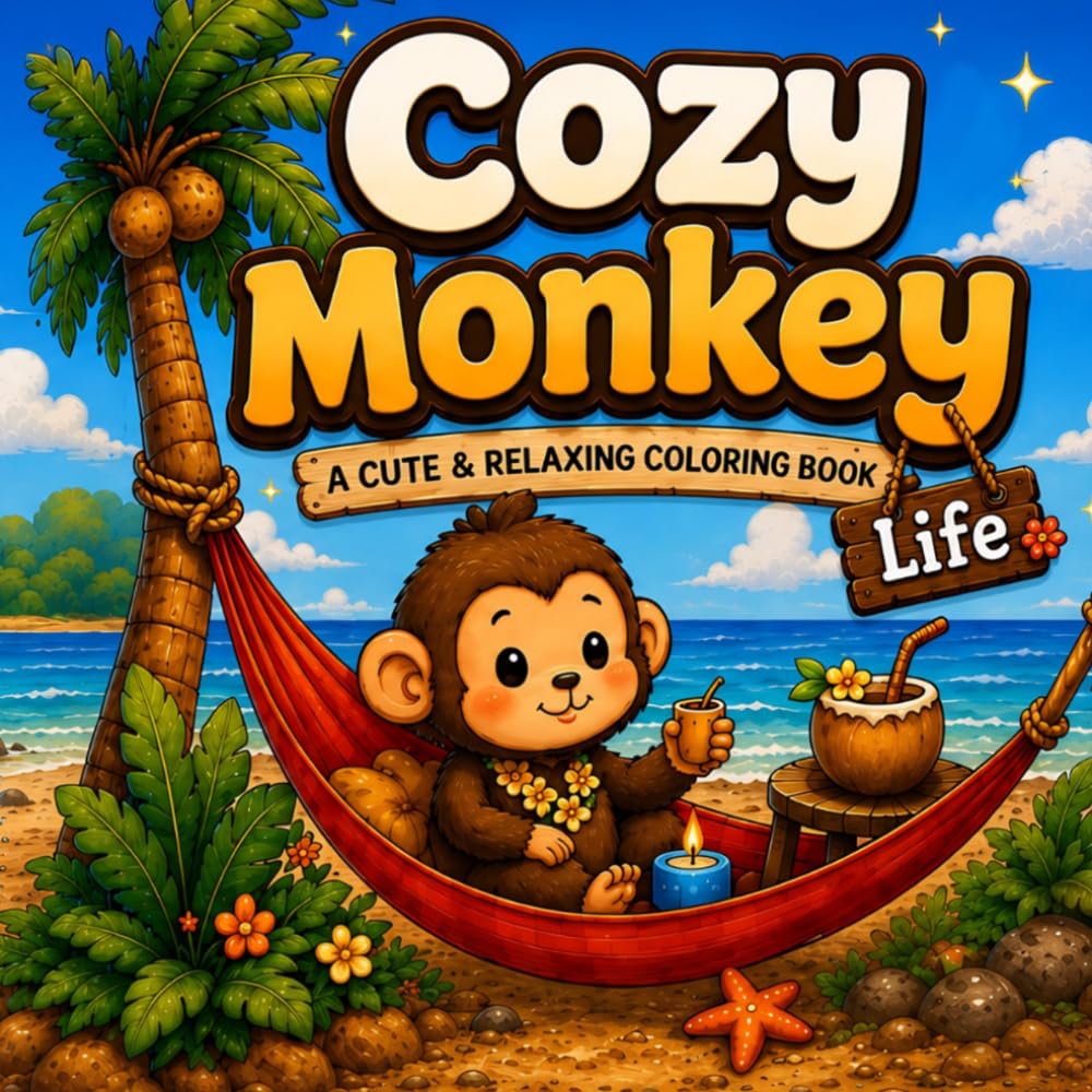 Cozy Monkey Life: Super Cute Cozy Monkey Scenes for Stress Relief and Relaxation