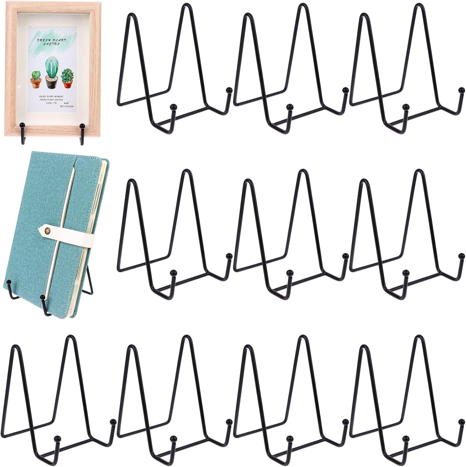 12 Pack 4.3 inch Plate Stands for Display Iron Plate Holders Easel Display Stand Metal Wire