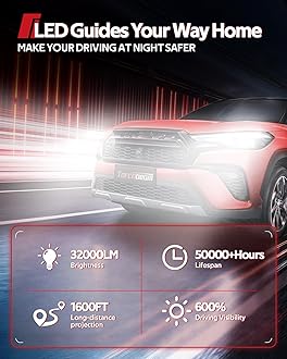 Torchbeam H11/H8/H9/H16 Bulbs 45000LM 6500K Cool White H11 Fog Light Bulbs Waterproof, 60,000 Hours Easy Install in 3 Minutes Plug-N-Play, Pack of 2